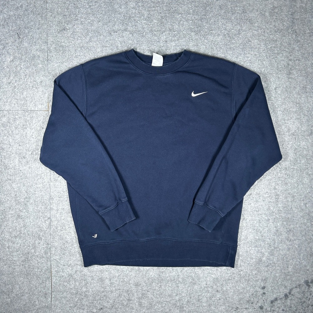 Nike Sweatshirt Mens Large Navy Blue Club Fleece Crewneck Pullover CJ1614-419